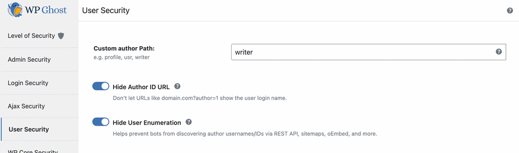 Go to User Security to customize the author path. You can also hide the Author ID URL
