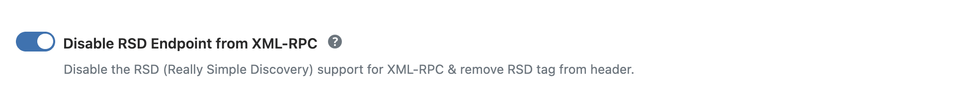 WP Ghost toggle to disable RSD endpoint and remove discovery headers