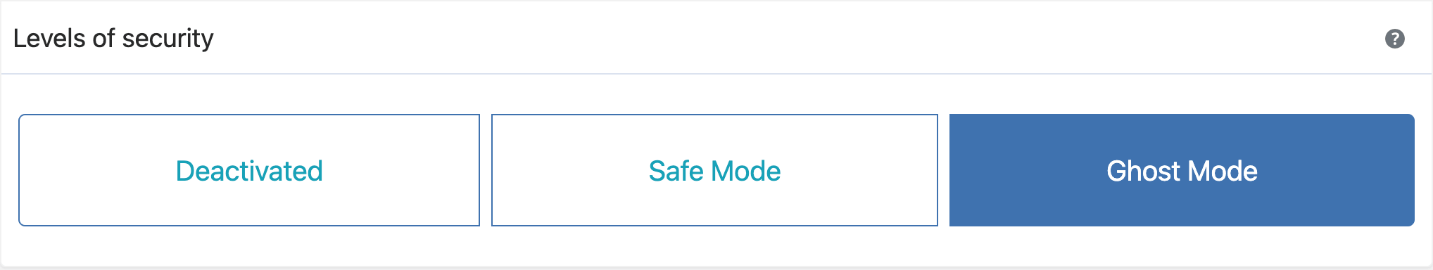 WP Ghost Ghost Mode popup showing all predefined custom paths for maximum security