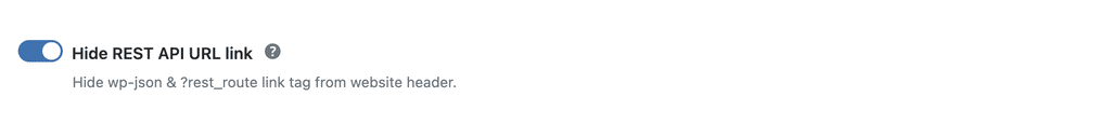 WP Ghost toggle to hide REST API URL link from the website HTML header