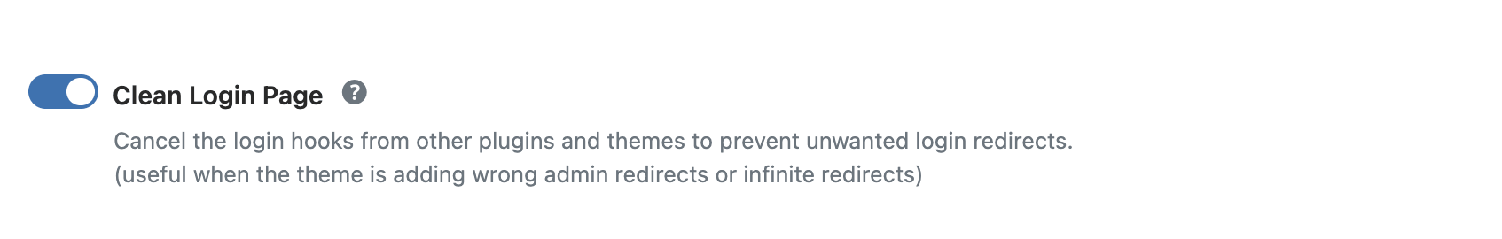 WP Ghost Clean Login Page toggle to fix post-login redirect issues with custom admin paths