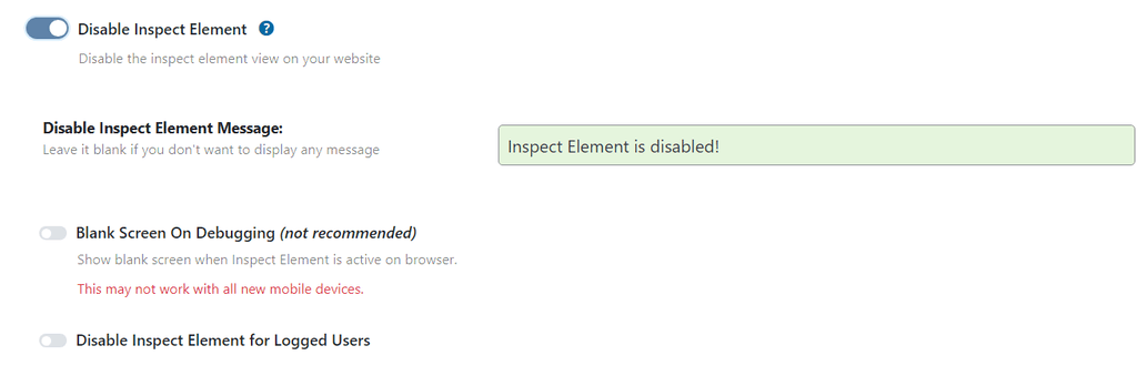 Disable Inspect Element
