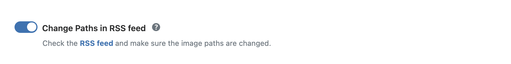 WP Ghost toggle to change image paths in RSS feed to custom paths