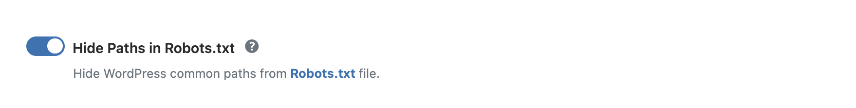 WP Ghost toggle to remove WordPress common paths from robots.txt