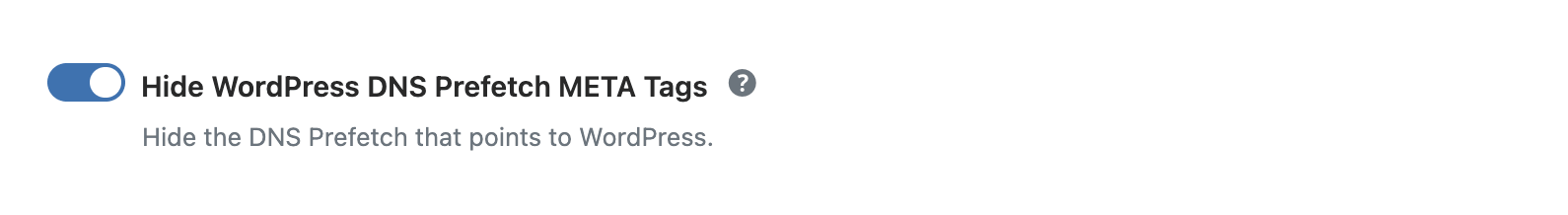 WP Ghost toggle to remove WordPress DNS prefetch META tags pointing to s.w.org