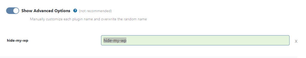 WP Ghost Advanced Options showing custom name assignment for individual plugins