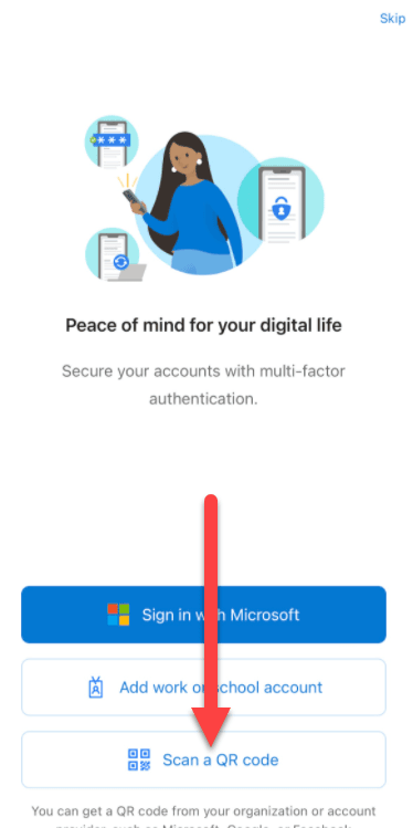Microsoft Authenticator app showing Add Account screen for WP Ghost 2FA