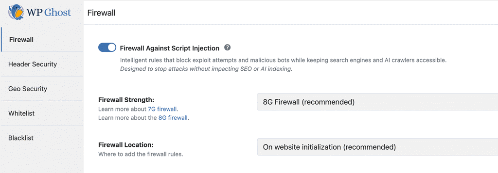 Enable the 8G Firewall
