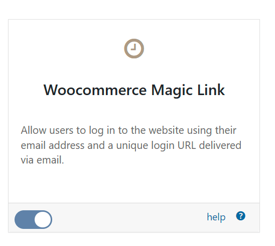 WP Ghost Features panel showing the WooCommerce Magic Link toggle